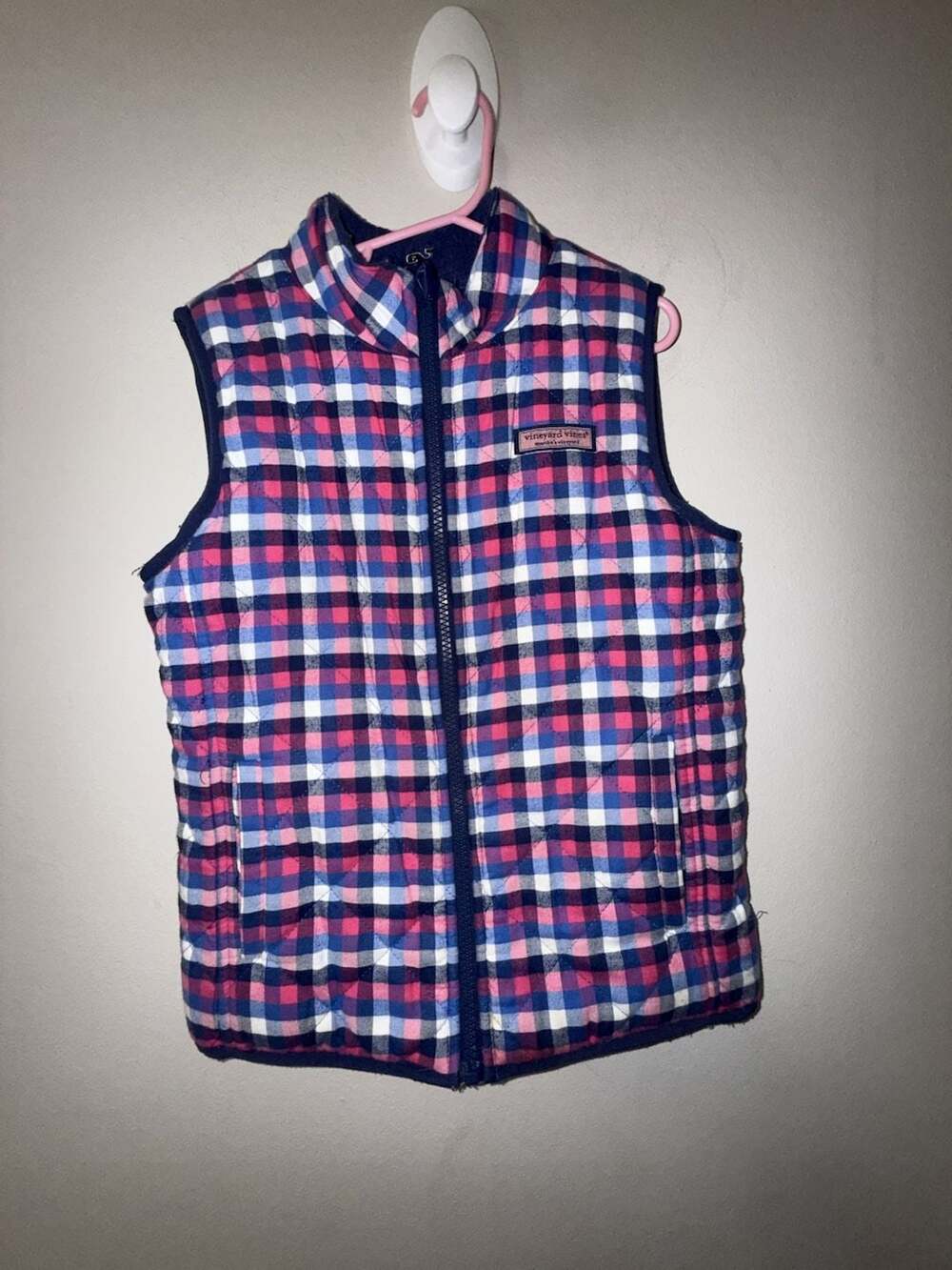 Vineyard Vines Girls Reversible Plaid Sherpa Fleece Vest